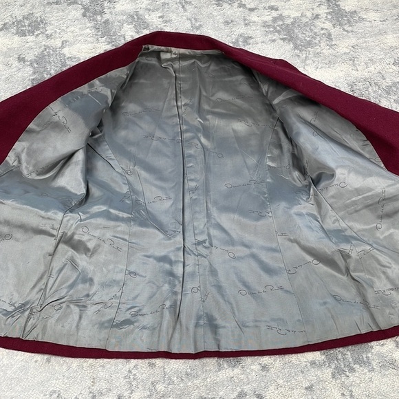 Oscar De La Renta Red Wine Wool Blend Blazer Boss Career Holiday Vintage Sz 10 - Picture 7 of 13
